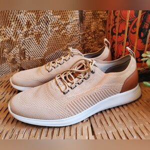 NWOB .Johnston & Murphy Men's Amherst Knit U-Throat sneakers tan/taupe Mens 12